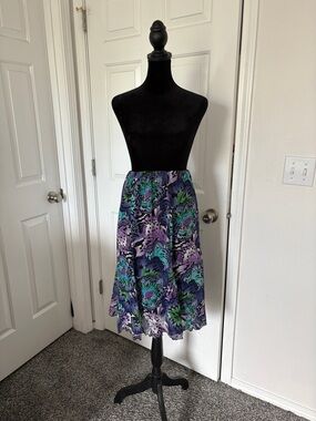 Notations Vintage Purple Butterfly Print Midi Skirt